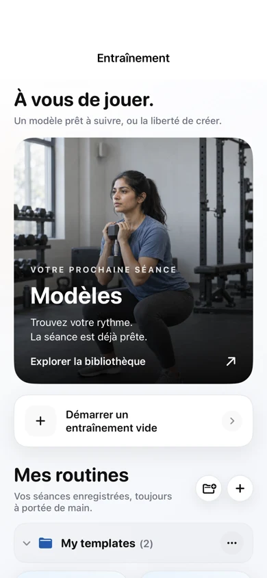 Écran Bornlift : bibliothèque de séances et routines
